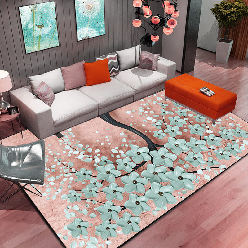 Multicolor Area Rug Contemporary Floral Rug Synthetic Stain Resistant Non-Slip Back Washable Rug | Bowlift