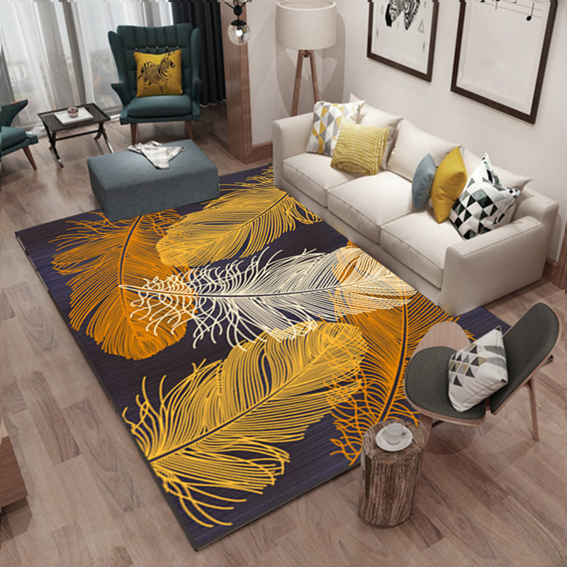 Trendy multicolored Nordic rug polypropylene abstract drawing rug non-slip stain-resistant machine washable rug for the living room | Bowlift