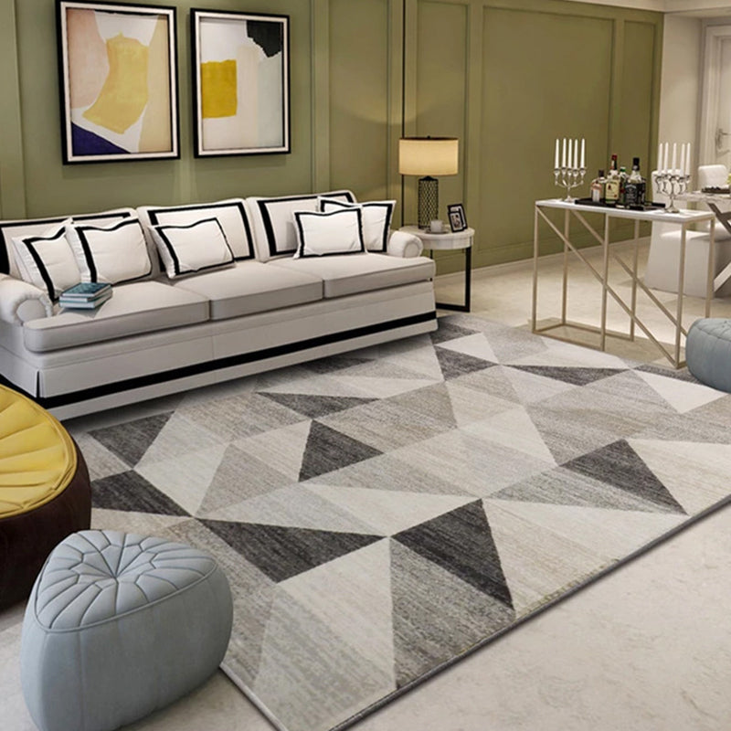 Trendy multicolored Nordic rug polypropylene abstract drawing rug non-slip stain-resistant machine washable rug for the living room | Bowlift