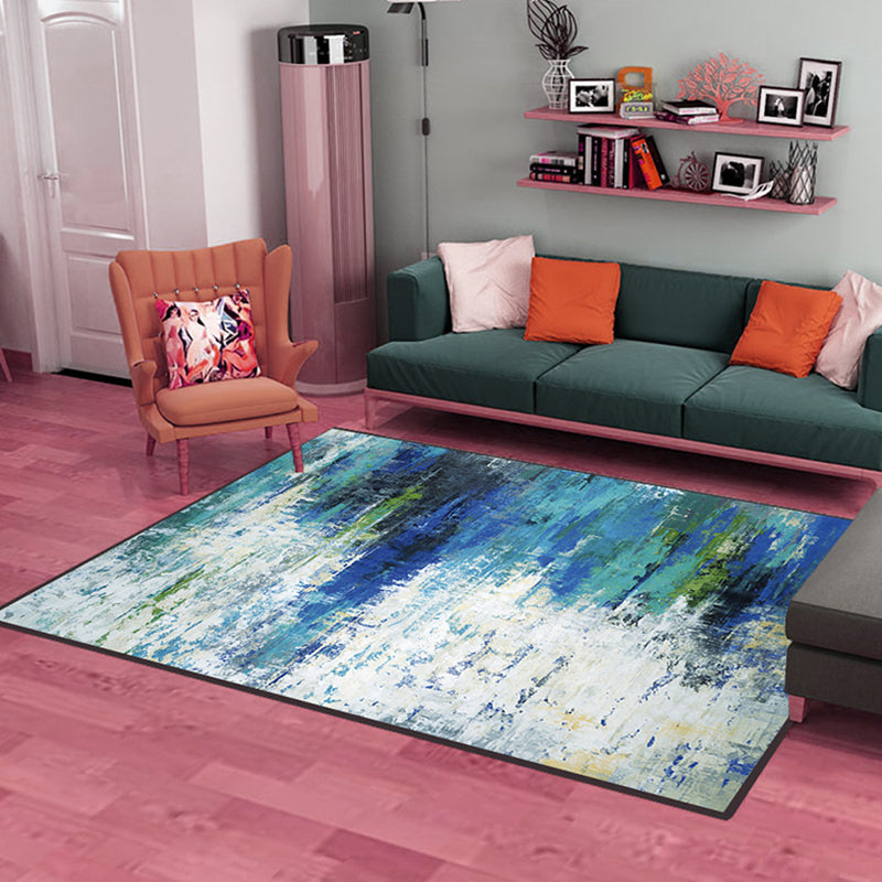 Trendy multicolored Nordic rug polypropylene abstract drawing rug non-slip stain-resistant machine washable rug for the living room | Bowlift