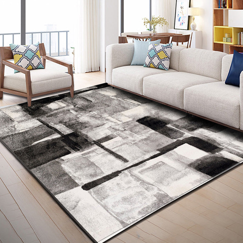 Trendy multicolored Nordic rug polypropylene abstract drawing rug non-slip stain-resistant machine washable rug for the living room | Bowlift