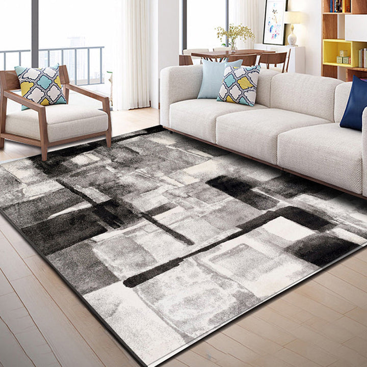 Trendy multicolored Nordic rug polypropylene abstract drawing rug non-slip stain-resistant machine washable rug for the living room | Bowlift