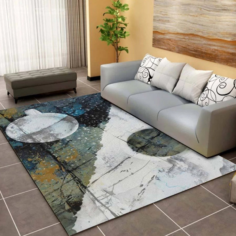 Trendy multicolored Nordic rug polypropylene abstract drawing rug non-slip stain-resistant machine washable rug for the living room | Bowlift