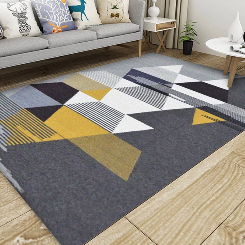 Trendy multicolored Nordic rug polypropylene abstract drawing rug non-slip stain-resistant machine washable rug for the living room | Bowlift