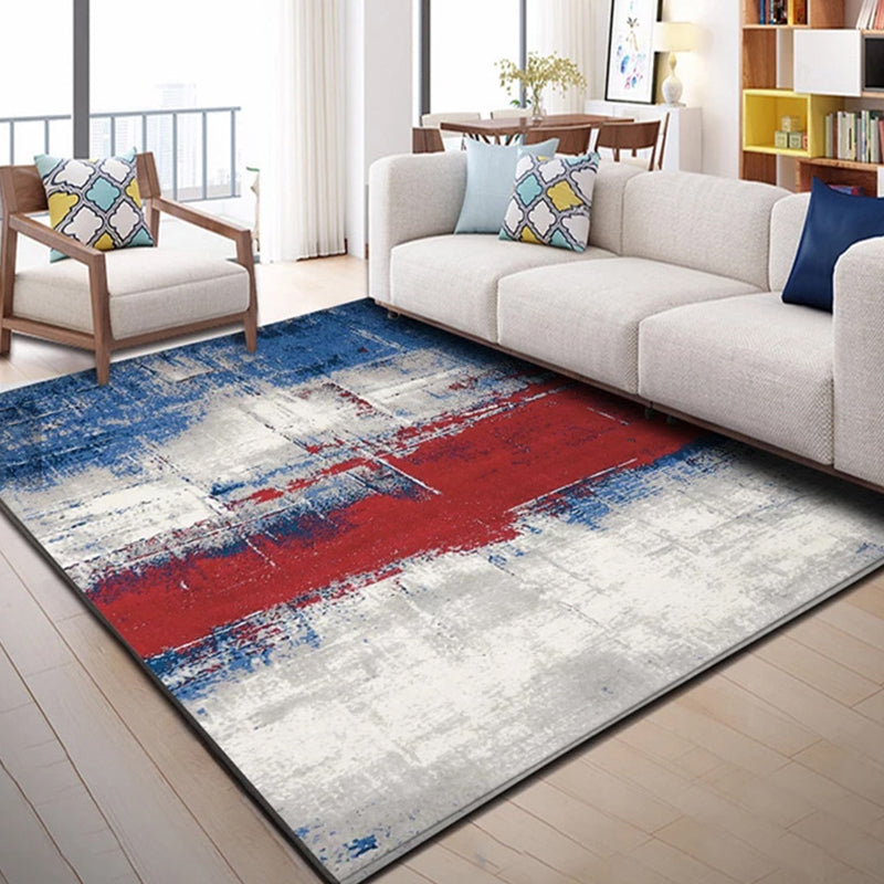 Trendy multicolored Nordic rug polypropylene abstract drawing rug non-slip stain-resistant machine washable rug for the living room | Bowlift
