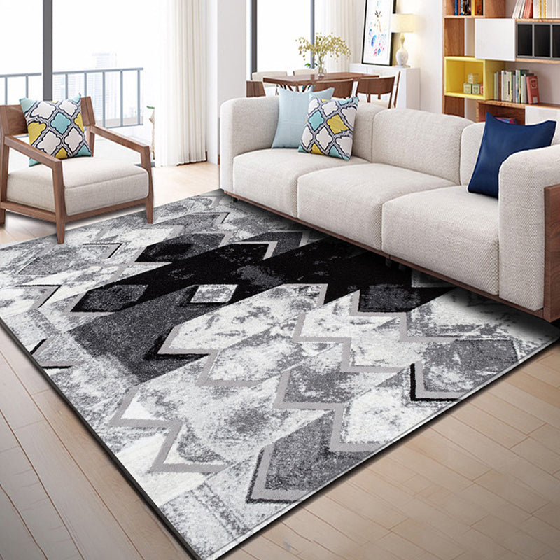 Trendy multicolored Nordic rug polypropylene abstract drawing rug non-slip stain-resistant machine washable rug for the living room | Bowlift