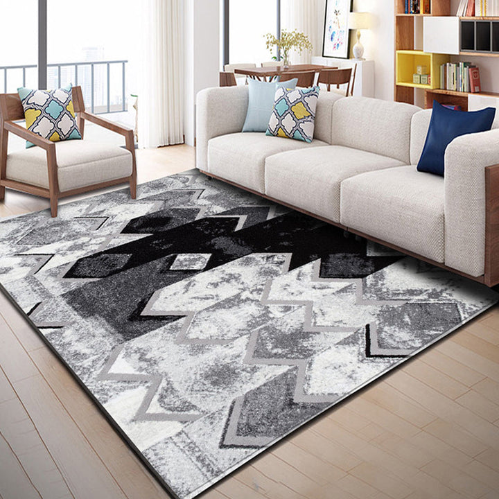 Trendy multicolored Nordic rug polypropylene abstract drawing rug non-slip stain-resistant machine washable rug for the living room | Bowlift