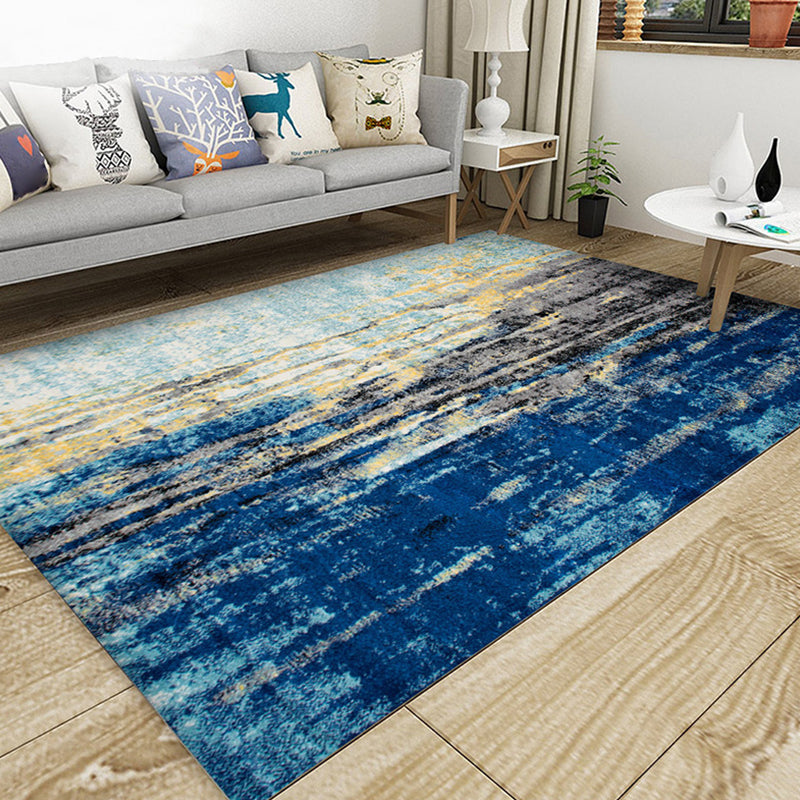 Trendy multicolored Nordic rug polypropylene abstract drawing rug non-slip stain-resistant machine washable rug for the living room | Bowlift