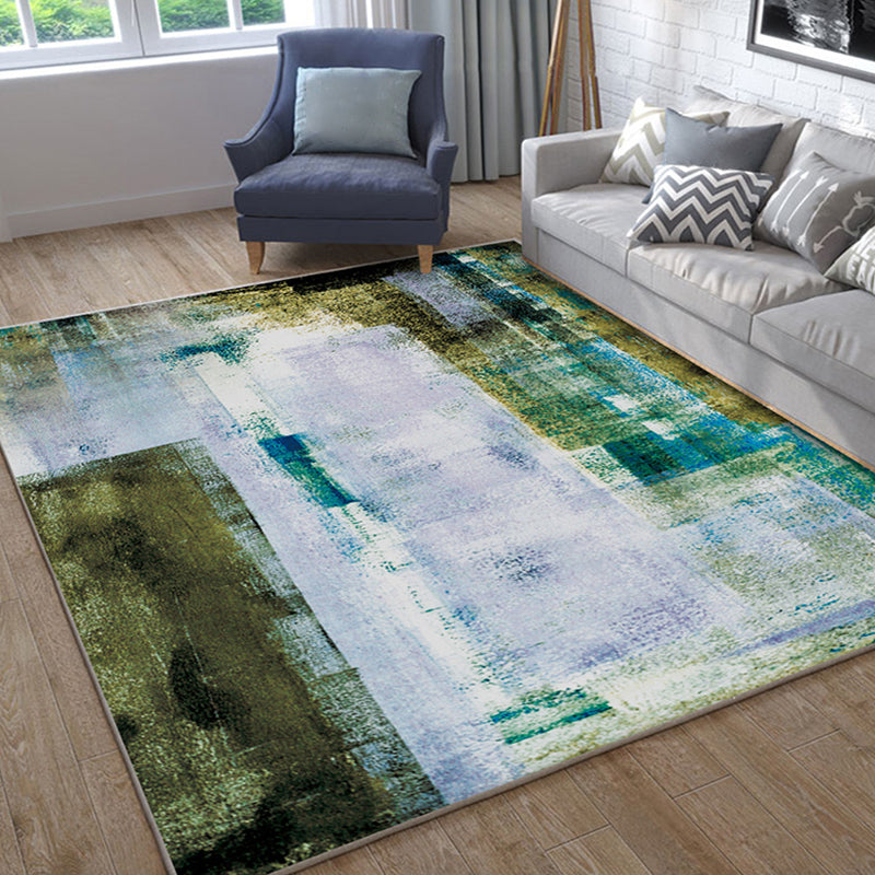 Trendy multicolored Nordic rug polypropylene abstract drawing rug non-slip stain-resistant machine washable rug for the living room | Bowlift