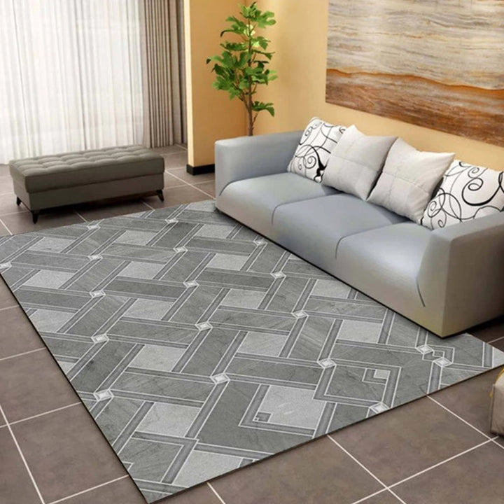 Trendy multicolored Nordic rug polypropylene abstract drawing rug non-slip stain-resistant machine washable rug for the living room | Bowlift