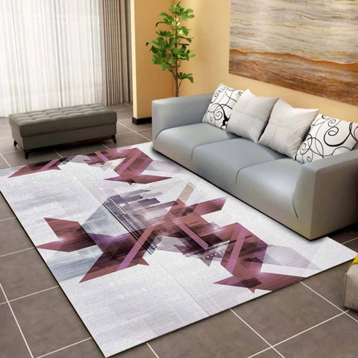 Trendy multicolored Nordic rug polypropylene abstract drawing rug non-slip stain-resistant machine washable rug for the living room | Bowlift