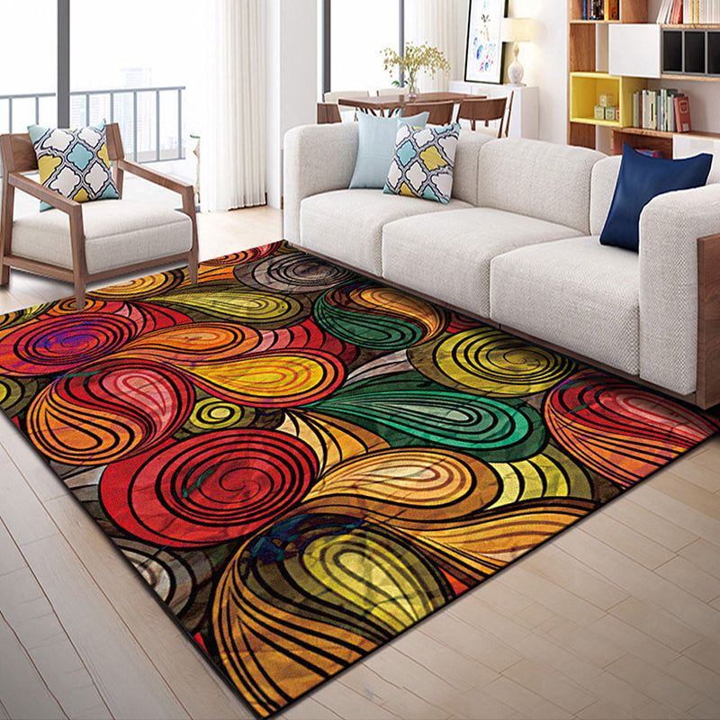 Indian Patterned Rug Multicolored Polyester Rug Machine Washable Pet Friendly Non-Slip Underlay Rug for Room | Bowlift