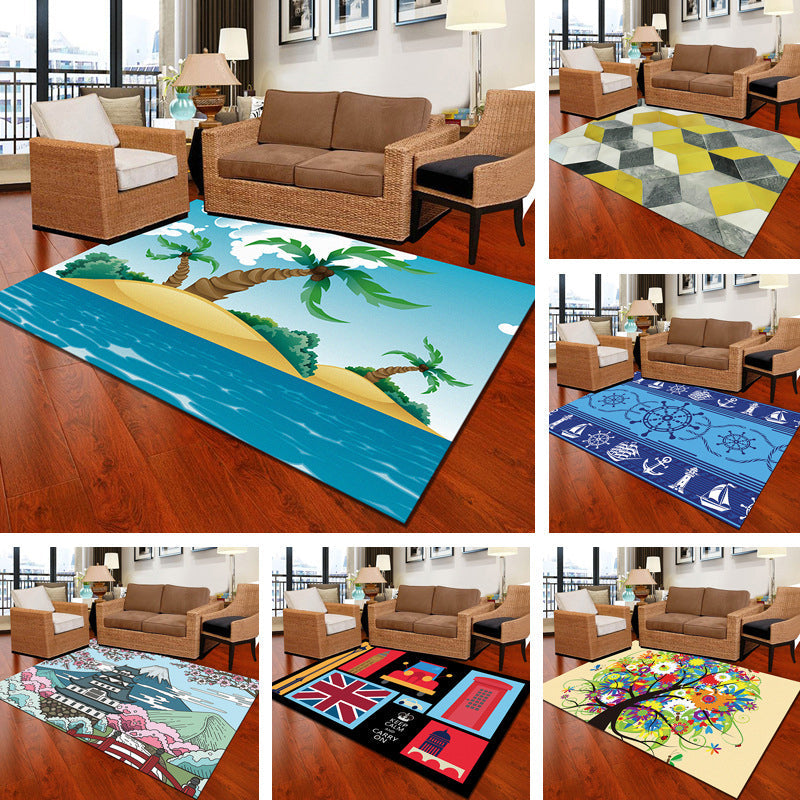 Multicolor Geometric Botanical Carpet Synthetic Modern Carpet Stain Resistant Non-Slip Washable Carpet for Home | Bowlift