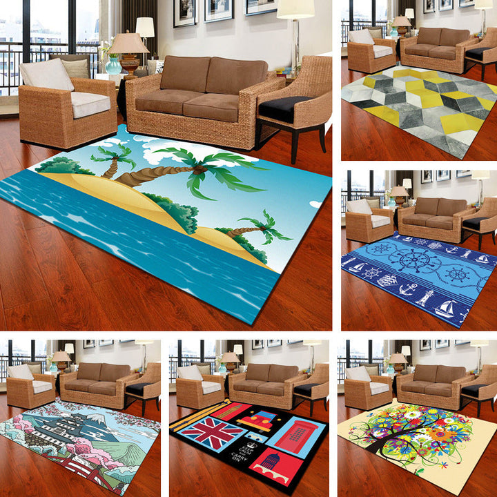 Multicolor Geometric Botanical Carpet Synthetic Modern Carpet Stain Resistant Non-Slip Washable Carpet for Home | Bowlift