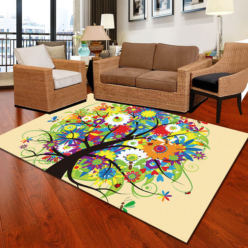 Multicolor Geometric Botanical Carpet Synthetic Modern Carpet Stain Resistant Non-Slip Washable Carpet for Home | Bowlift