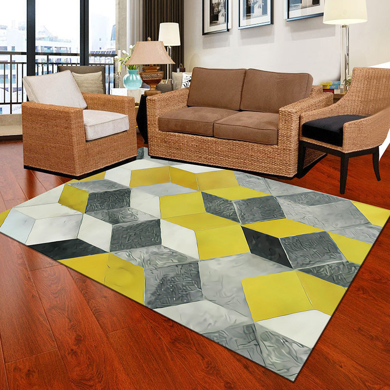 Multicolor Geometric Botanical Carpet Synthetic Modern Carpet Stain Resistant Non-Slip Washable Carpet for Home | Bowlift