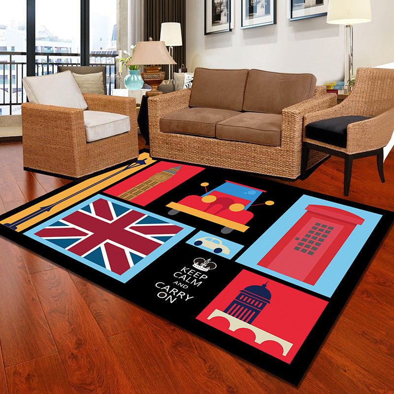 Multicolor Geometric Botanical Carpet Synthetic Modern Carpet Stain Resistant Non-Slip Washable Carpet for Home | Bowlift