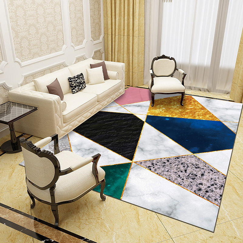 Unique abstract patterned rug Multicolored contemporary rug Polypropylene washable pet-friendly non-slip backing rug for the living room | Bowlift