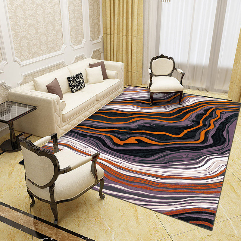 Unique abstract patterned rug Multicolored contemporary rug Polypropylene washable pet-friendly non-slip backing rug for the living room | Bowlift