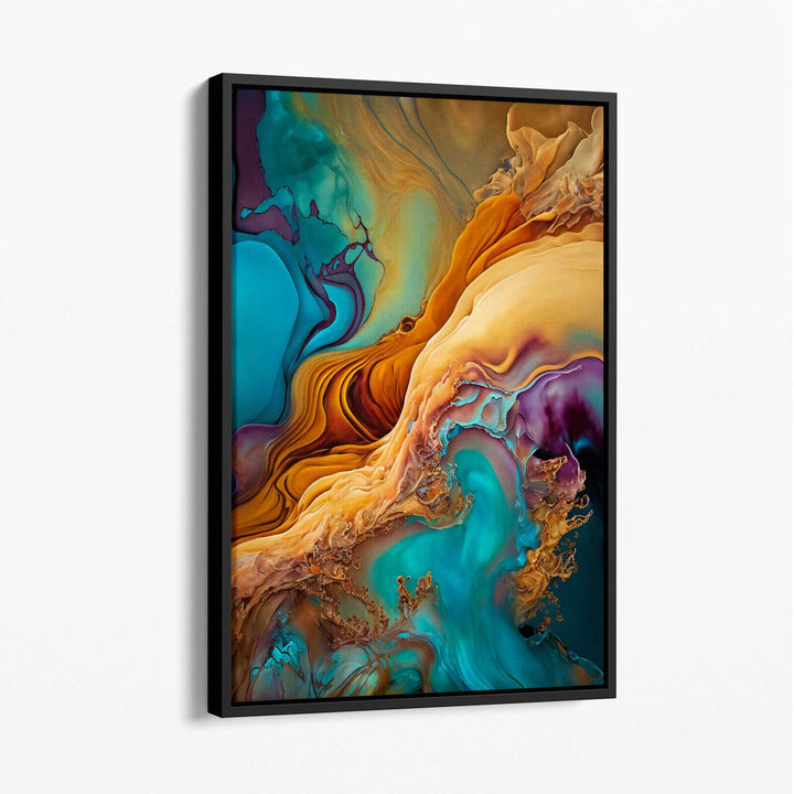 Abstract liquid canvas prints in blue and orange No. 1 | Bowlift