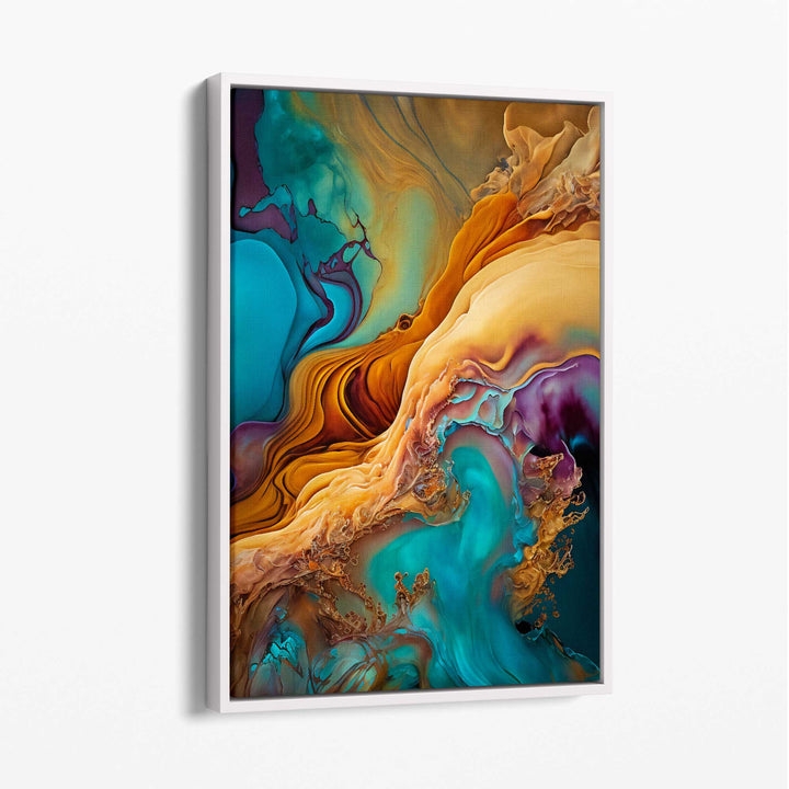 Abstract liquid canvas prints in blue and orange No. 1 | Bowlift