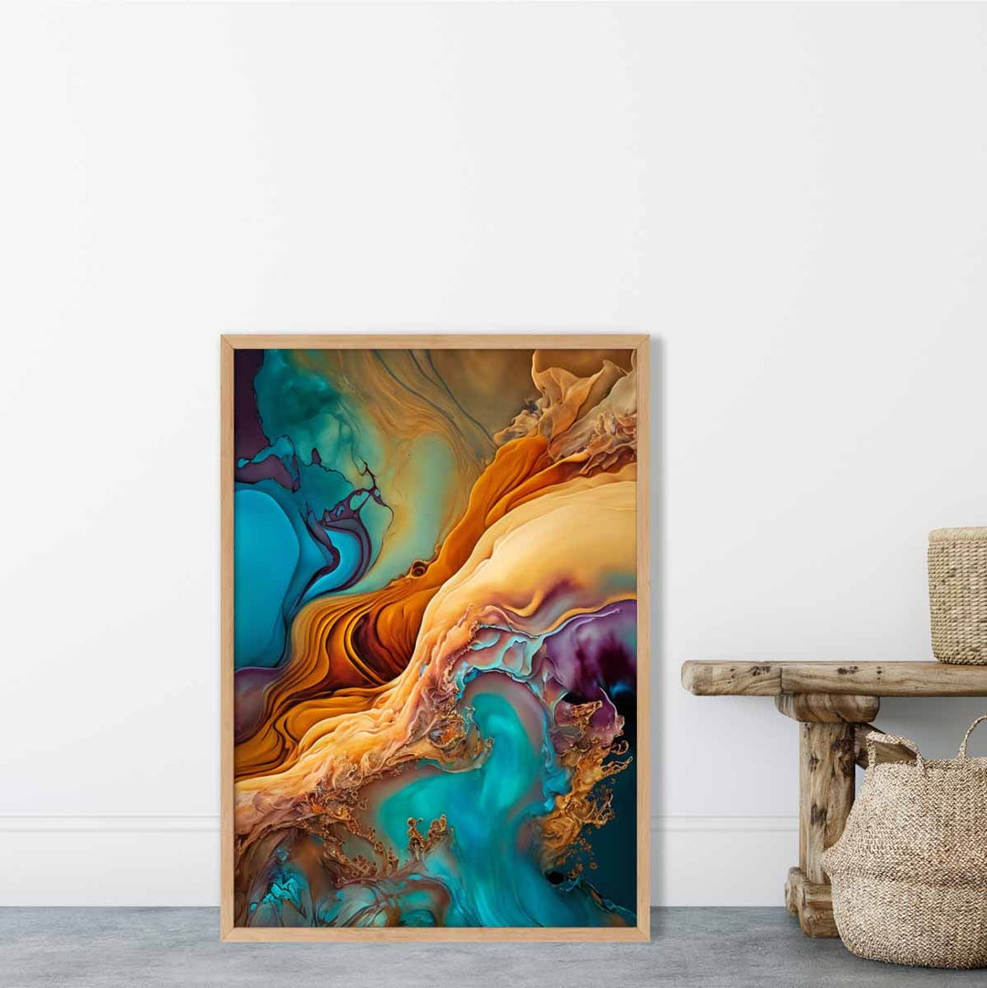 Abstract Liquid Art Prints in Blue and Orange No. 1 | Bowlift
