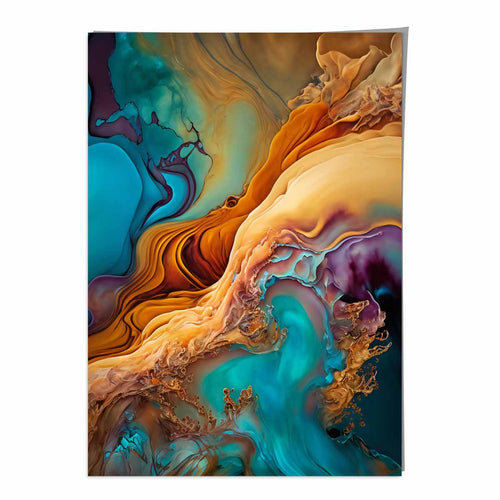 Abstract Liquid Art Prints in Blue and Orange No. 1 | Bowlift
