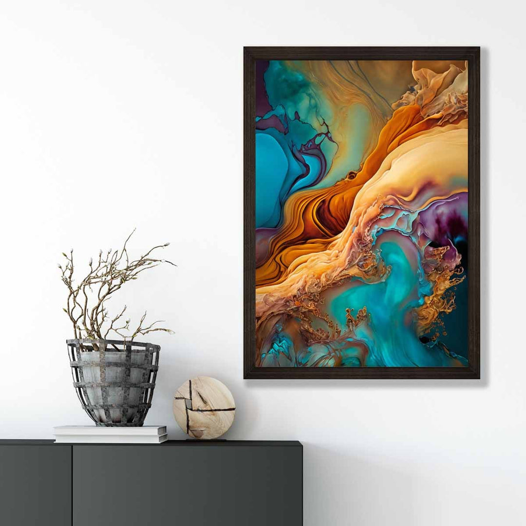 Abstract Liquid Art Prints in Blue and Orange No. 1 | Bowlift