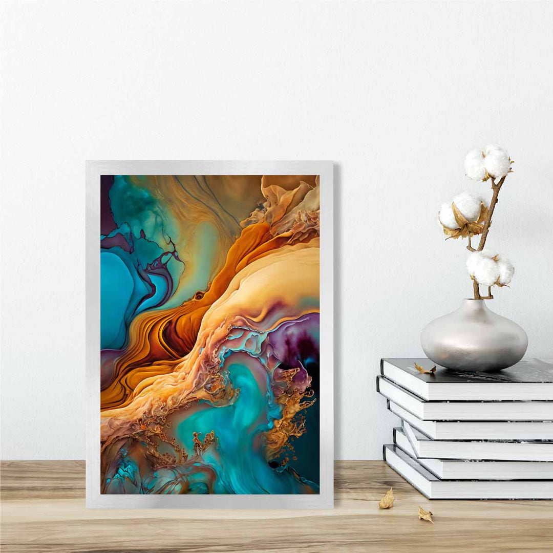 Abstract Liquid Art Prints in Blue and Orange No. 1 | Bowlift