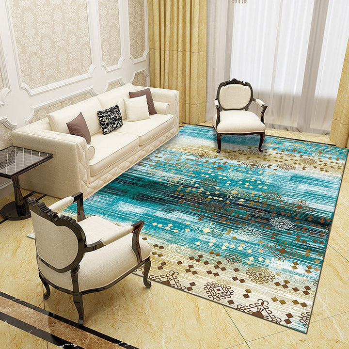 Unique abstract patterned rug Multicolored contemporary rug Polypropylene washable pet-friendly non-slip backing rug for the living room | Bowlift