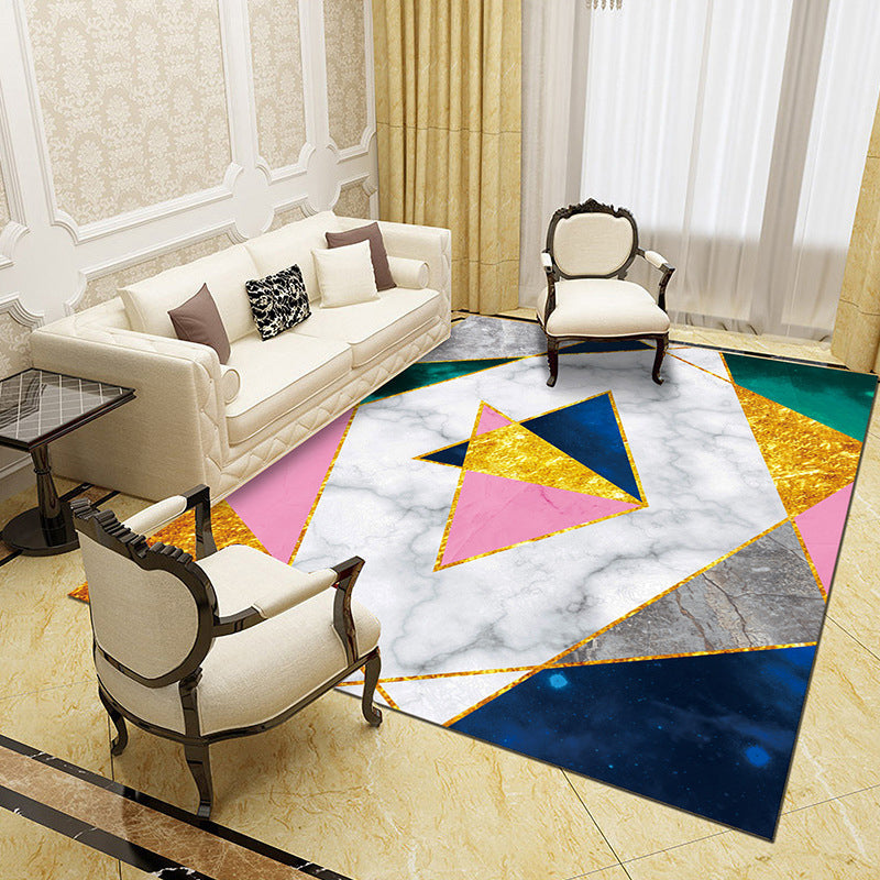Unique abstract patterned rug Multicolored contemporary rug Polypropylene washable pet-friendly non-slip backing rug for the living room | Bowlift