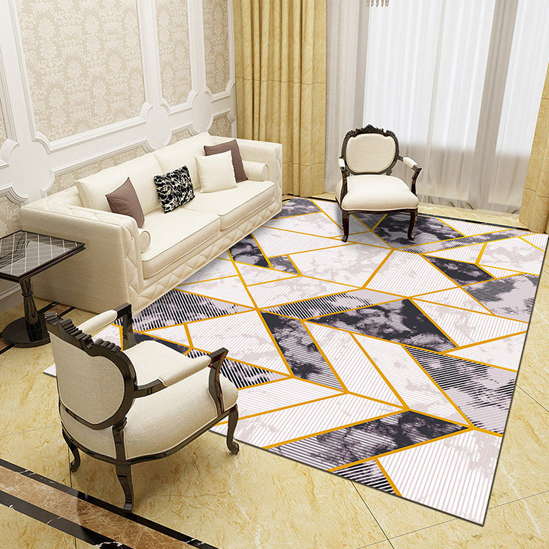 Unique abstract patterned rug Multicolored contemporary rug Polypropylene washable pet-friendly non-slip backing rug for the living room | Bowlift