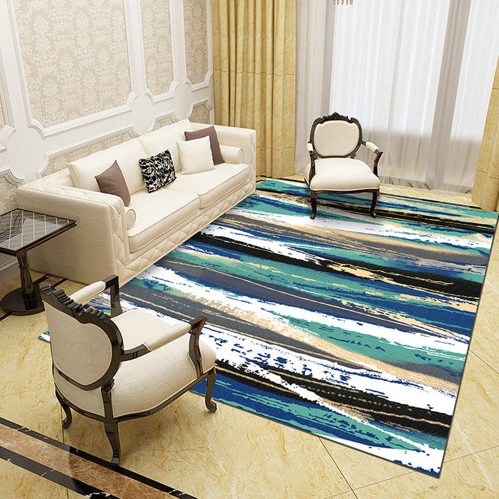Unique abstract patterned rug Multicolored contemporary rug Polypropylene washable pet-friendly non-slip backing rug for the living room | Bowlift