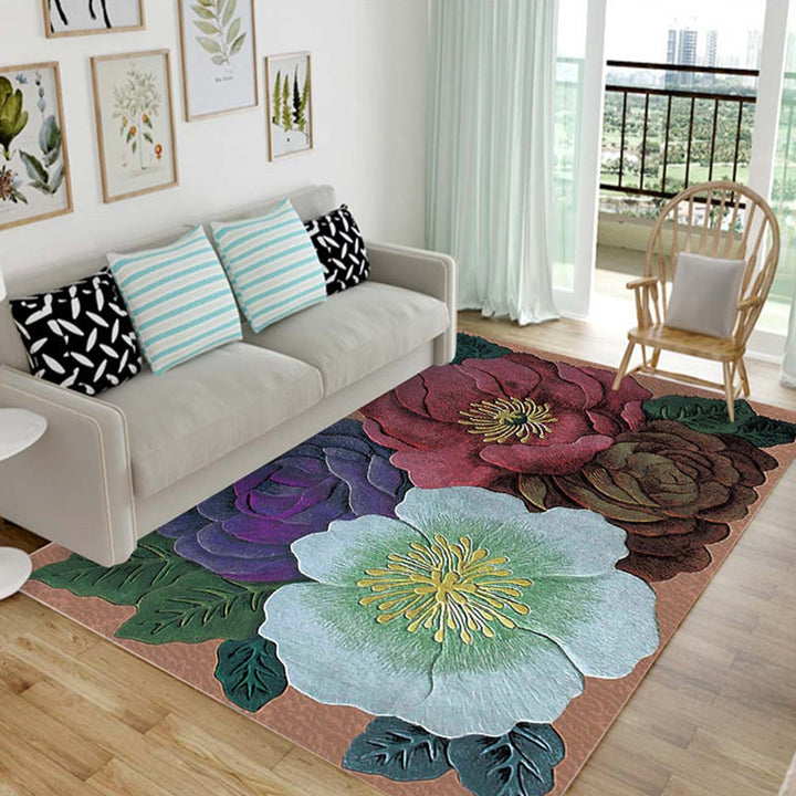 Nordic Living Room Rug Multicolored Patterned Rug Polyester Stain Resistant Washable Non-slip Rug | Bowlift