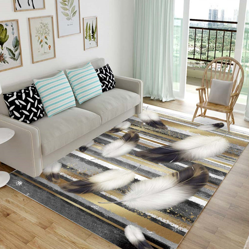 Nordic Living Room Rug Multicolored Patterned Rug Polyester Stain Resistant Washable Non-slip Rug | Bowlift