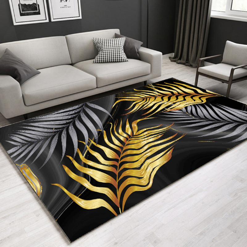 Multicolored Lounge Rug Modern Leaf Pattern Rug Polypropylene Non-Slip Backing Pet-Friendly Washable Rug | Bowlift
