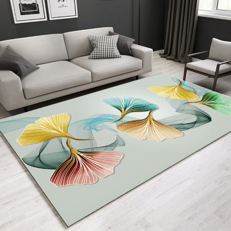 Multicolored Lounge Rug Modern Leaf Pattern Rug Polypropylene Non-Slip Backing Pet-Friendly Washable Rug | Bowlift