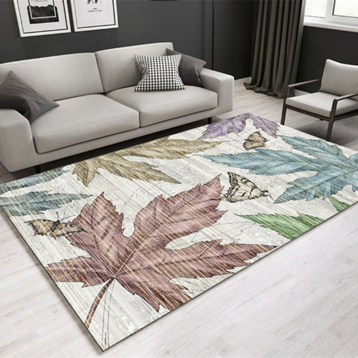 Multicolored Lounge Rug Modern Leaf Pattern Rug Polypropylene Non-Slip Backing Pet-Friendly Washable Rug | Bowlift