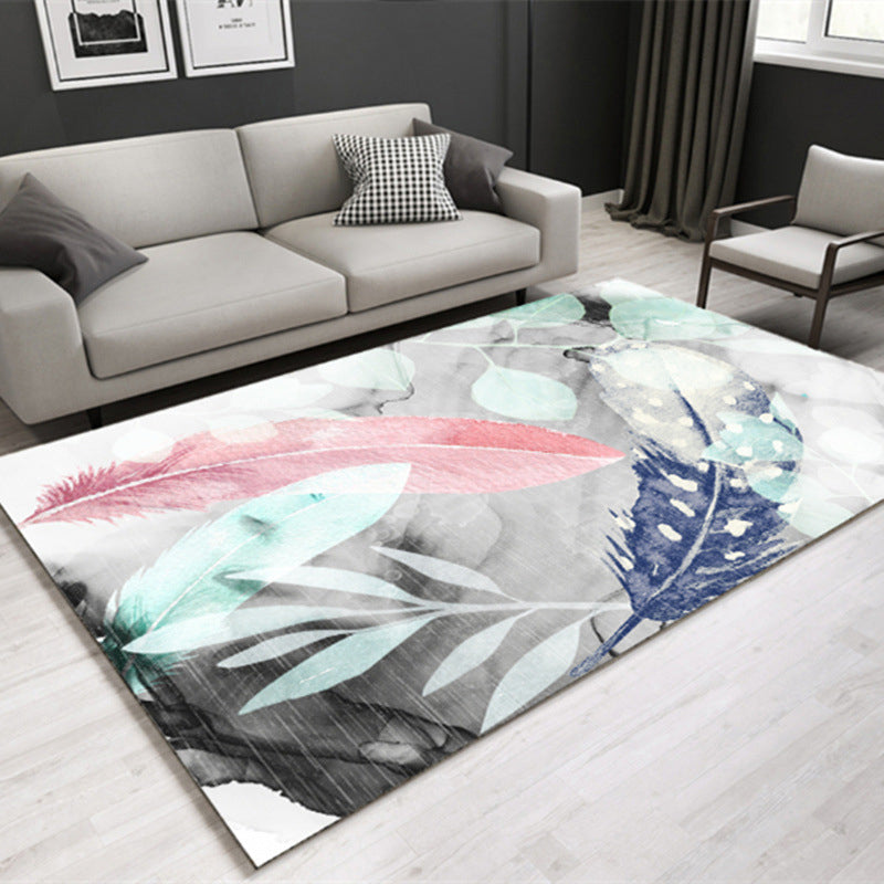 Multicolored Lounge Rug Modern Leaf Pattern Rug Polypropylene Non-Slip Backing Pet-Friendly Washable Rug | Bowlift