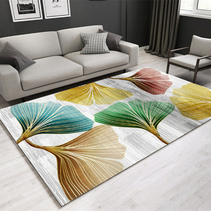 Multicolored Lounge Rug Modern Leaf Pattern Rug Polypropylene Non-Slip Backing Pet-Friendly Washable Rug | Bowlift