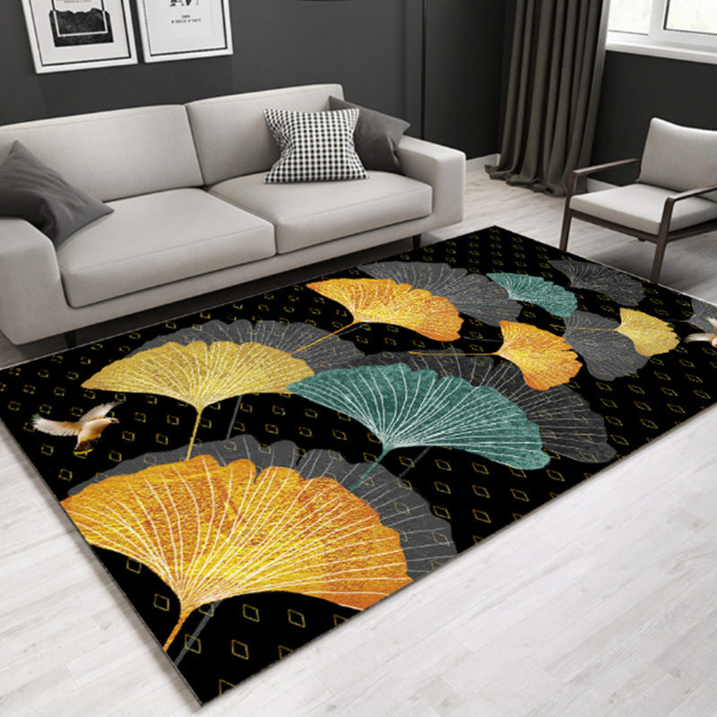 Multicolored Lounge Rug Modern Leaf Pattern Rug Polypropylene Non-Slip Backing Pet-Friendly Washable Rug | Bowlift