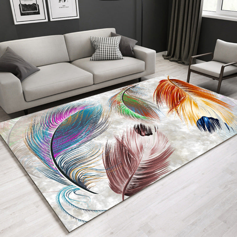 Multicolored Lounge Rug Modern Leaf Pattern Rug Polypropylene Non-Slip Backing Pet-Friendly Washable Rug | Bowlift