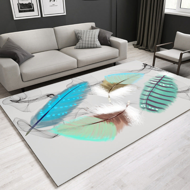 Multicolored Lounge Rug Modern Leaf Pattern Rug Polypropylene Non-Slip Backing Pet-Friendly Washable Rug | Bowlift