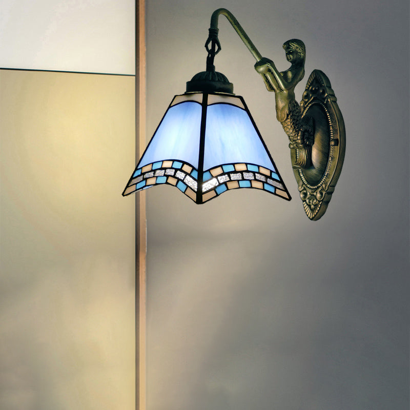 BowLift | Mediterranean Taped Wall Lamp Colored Art Glass Vanity Lighting for Bathroom