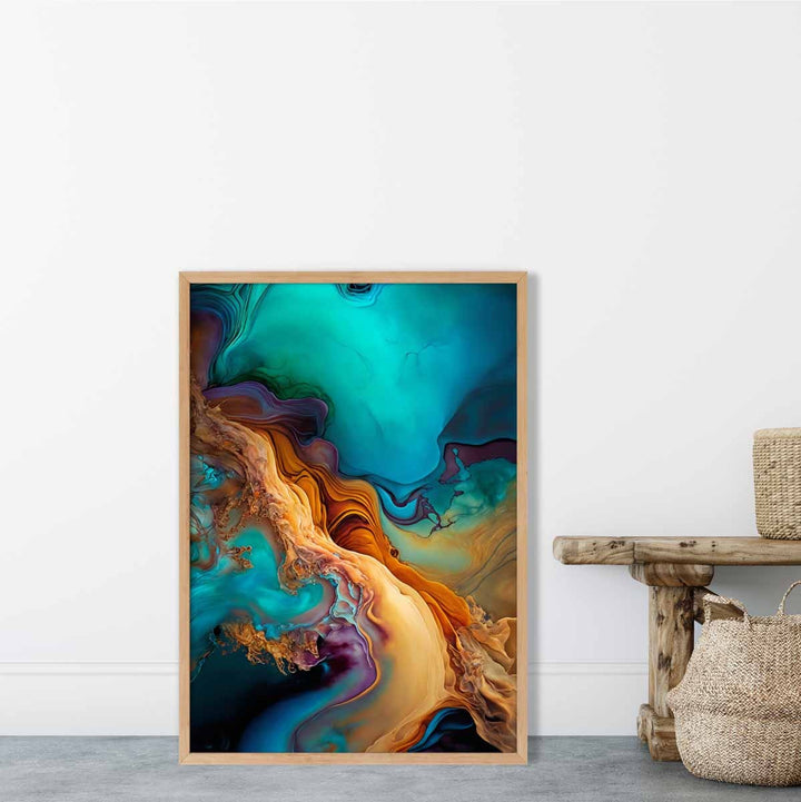 Abstract Liquid Art Prints in Blue and Orange No. 2 | Bowlift