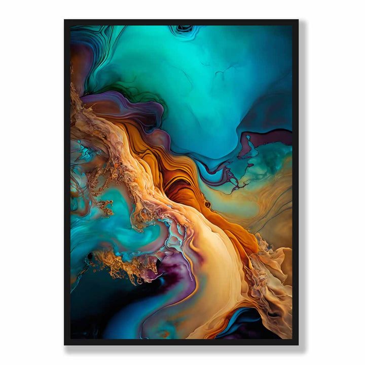 Abstract Liquid Art Prints in Blue and Orange No. 2 | Bowlift