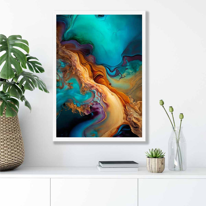 Abstract Liquid Art Prints in Blue and Orange No. 2 | Bowlift