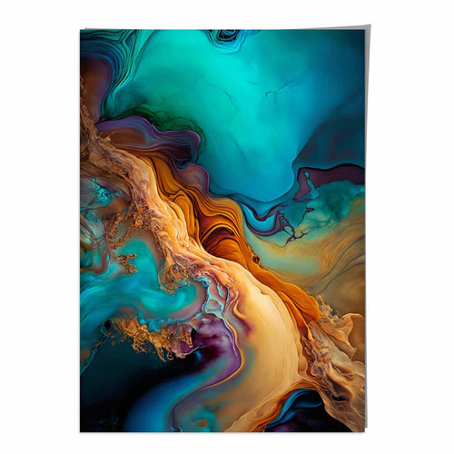 Abstract Liquid Art Prints in Blue and Orange No. 2 | Bowlift