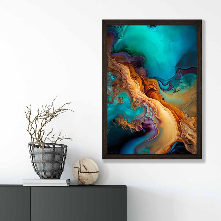 Abstract Liquid Art Prints in Blue and Orange No. 2 | Bowlift