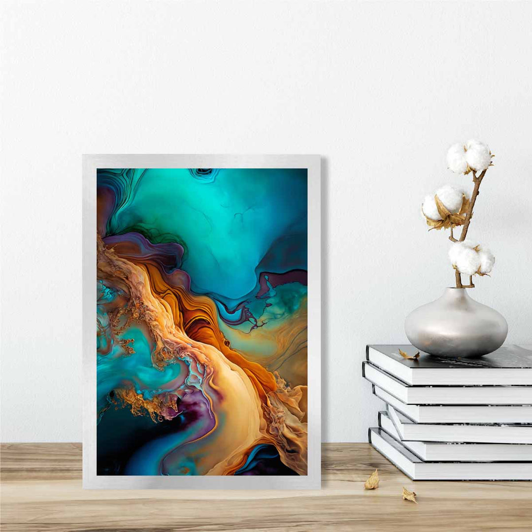 Abstract Liquid Art Prints in Blue and Orange No. 2 | Bowlift